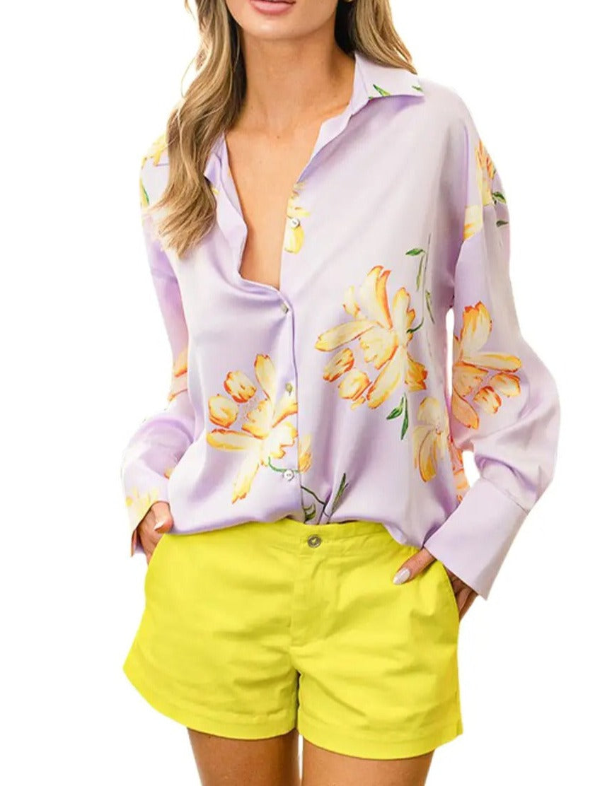 Floral Print Satin Blouse