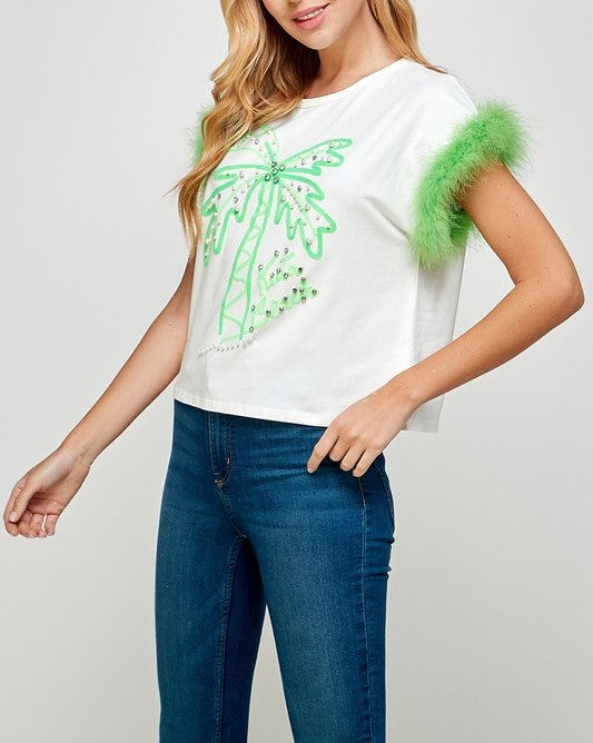 Furr Sleeve Graphic T-Shirt