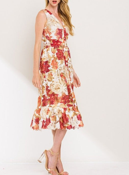 Floral Crochet Midi Dress