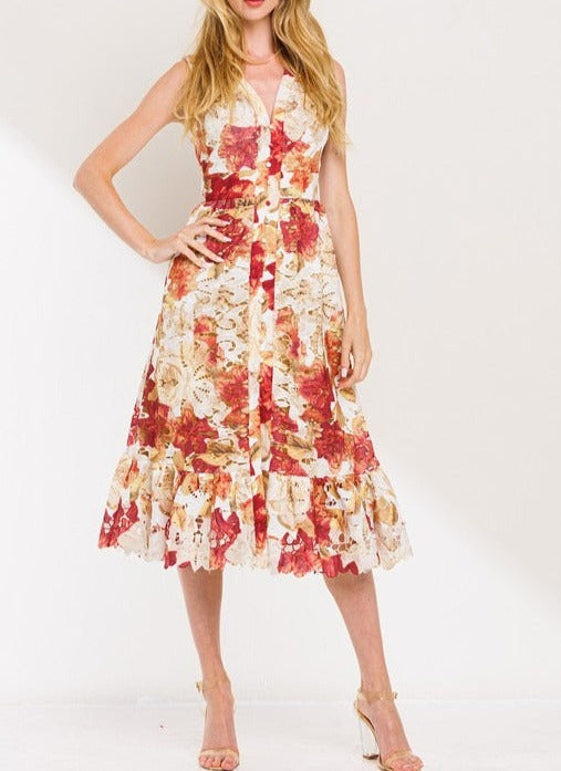 Floral Crochet Midi Dress