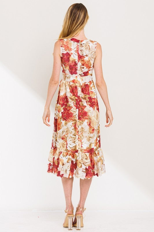 Floral Crochet Midi Dress