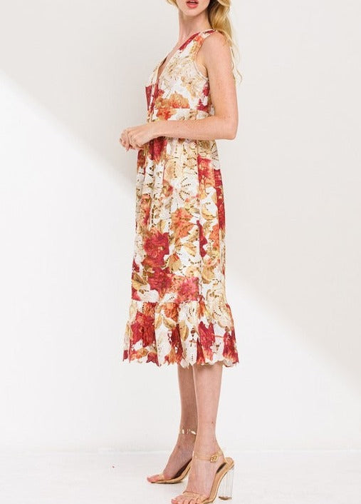 Floral Crochet Midi Dress