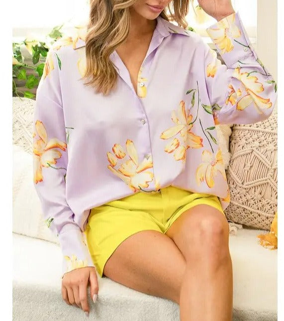 Floral Print Satin Blouse