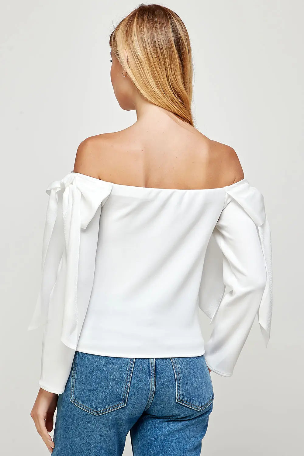 Off Shoulder Bow Tie Detailed Top