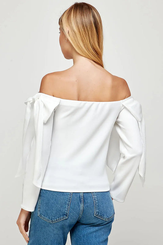 Off Shoulder Bow Tie Detailed Top