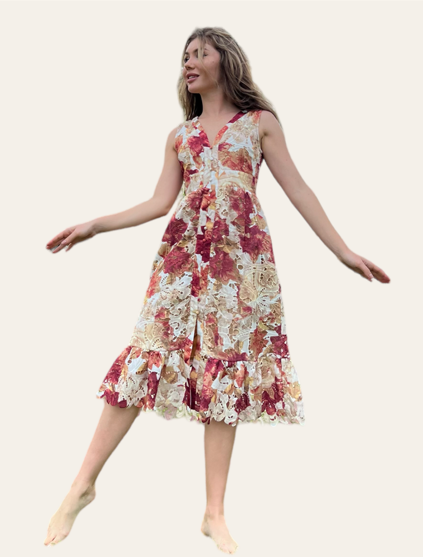 Floral Crochet Midi Dress