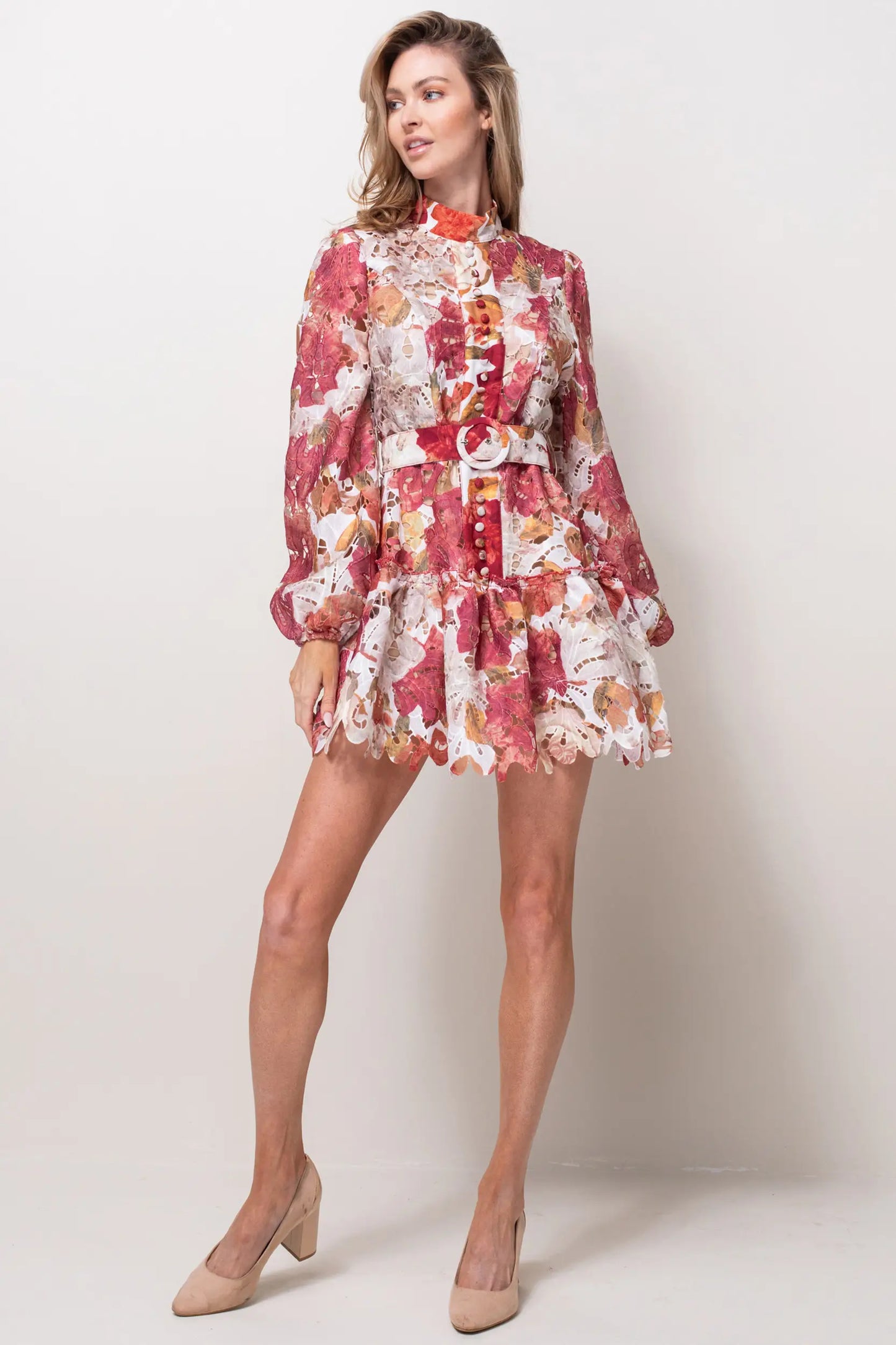 Button Down Belted Mini Dress