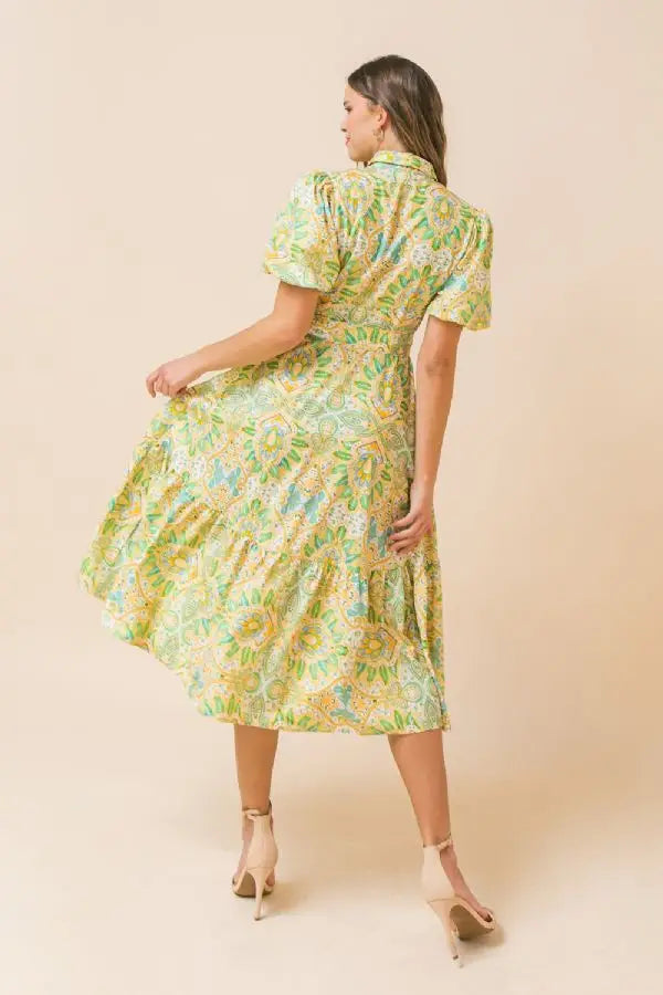 A Printed Woven Midi Dress