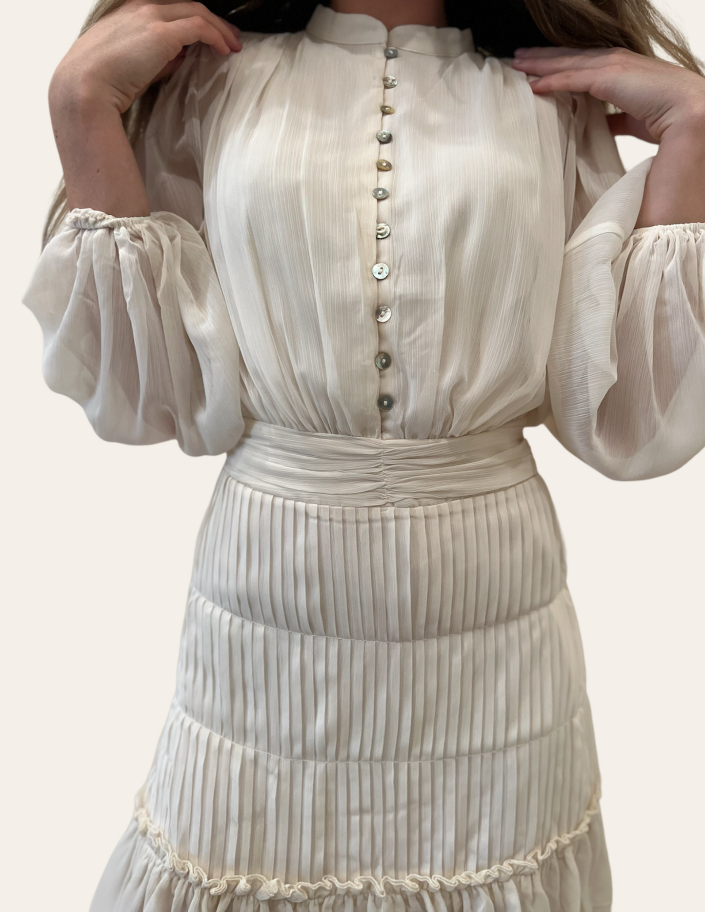 Long Sleeve Button-Up Mini Skirt Dress