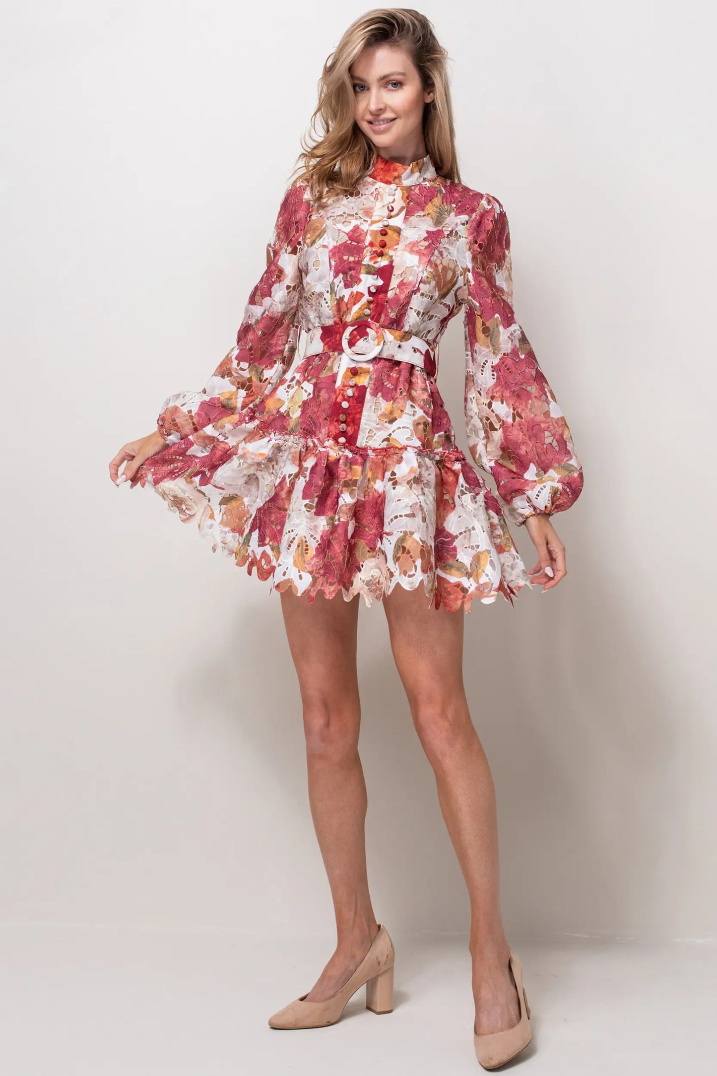 Button Down Belted Mini Dress