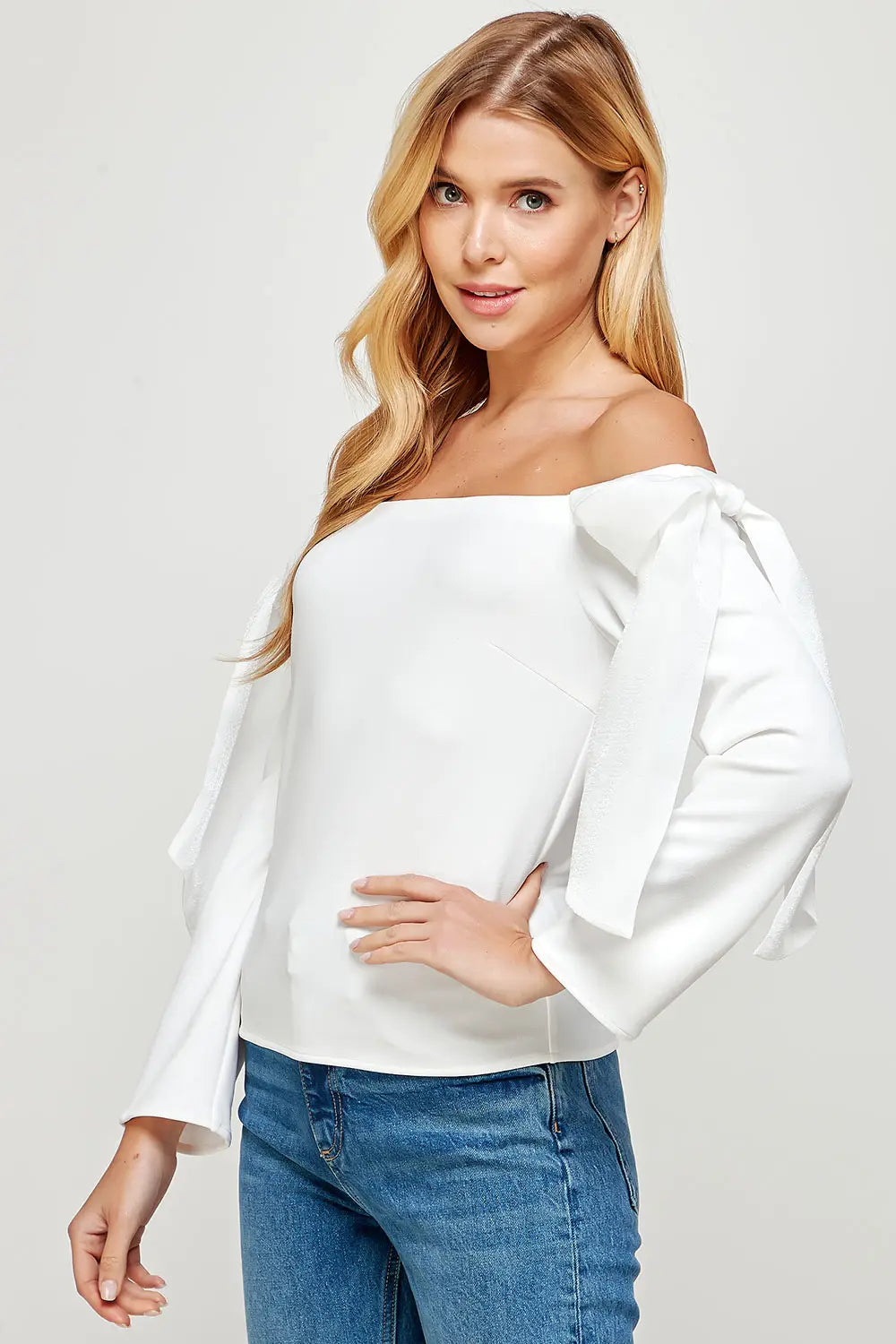 Off Shoulder Bow Tie Detailed Top