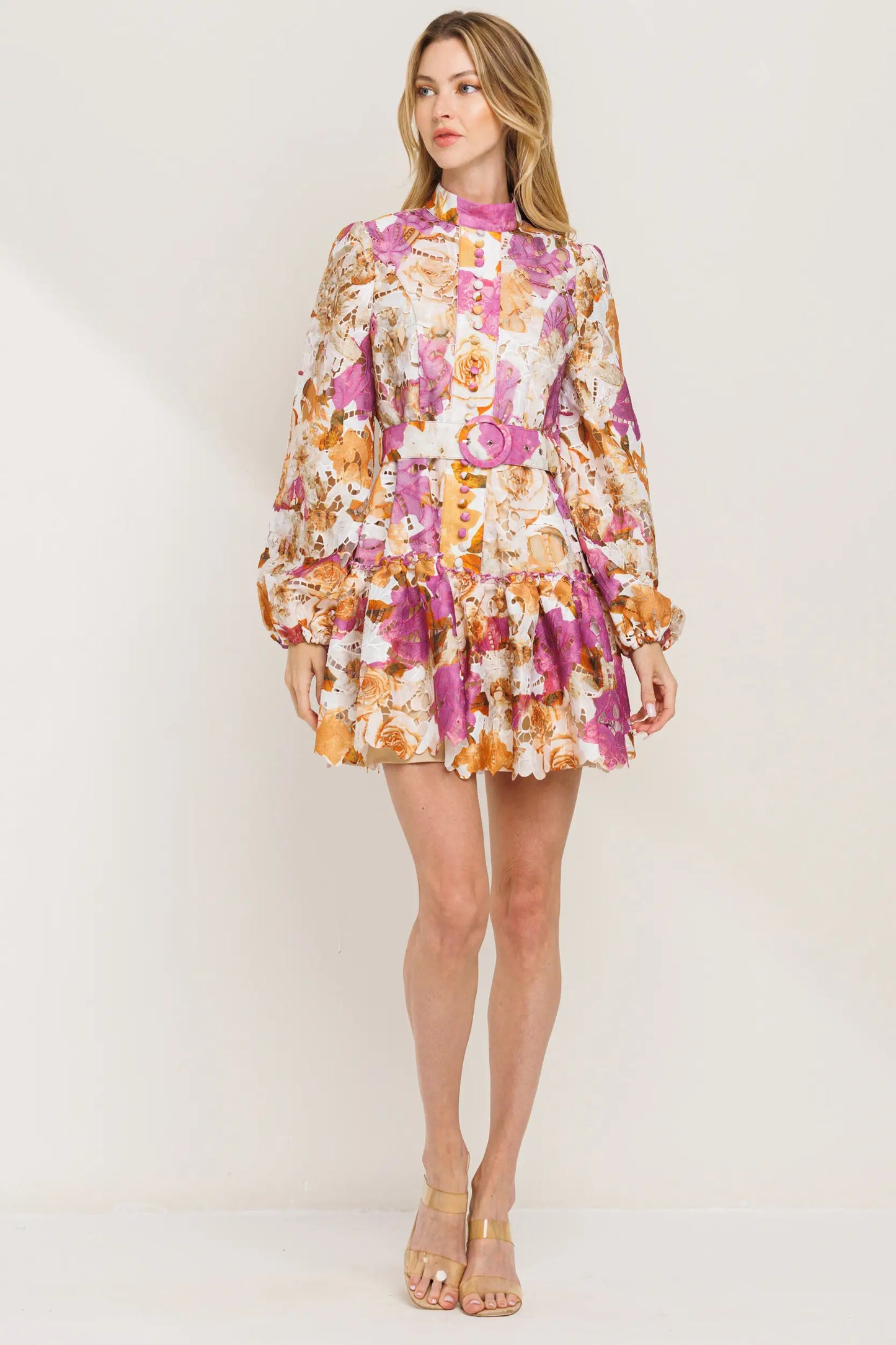 Button Down Belted Mini Dress