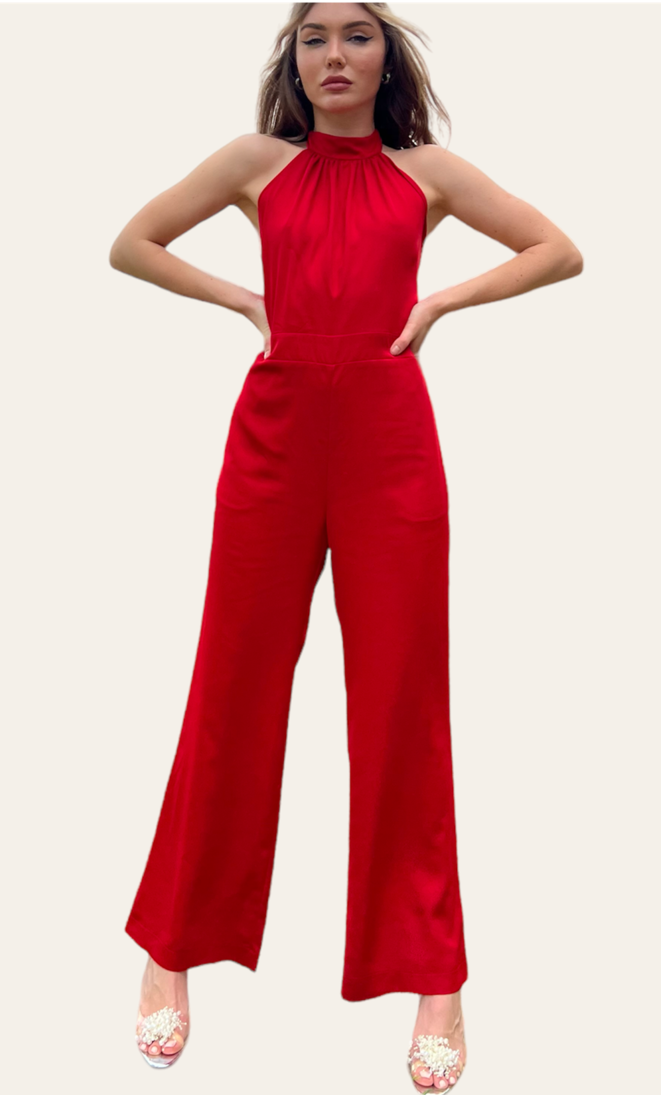 Red Halter Romper