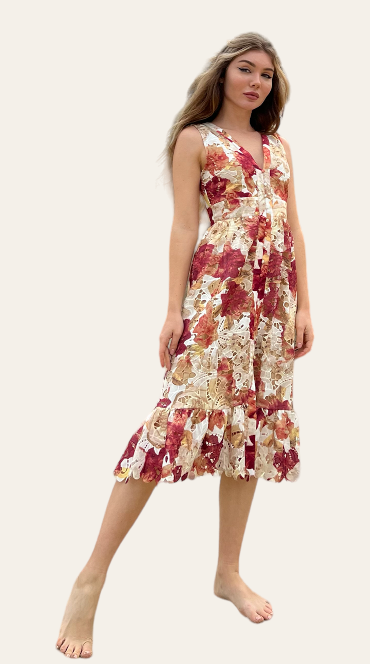 Floral Crochet Midi Dress