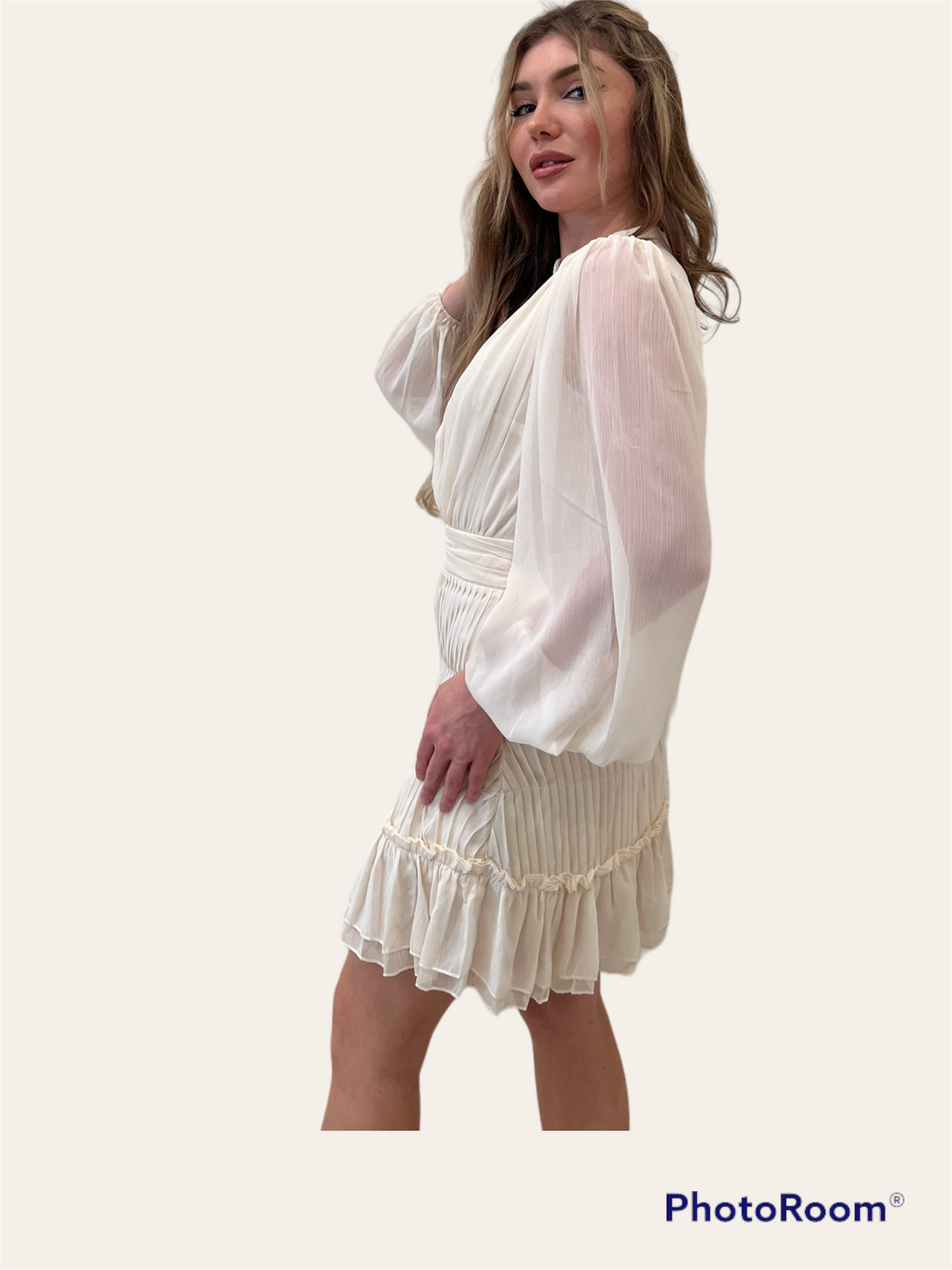 Long Sleeve Button-Up Mini Skirt Dress