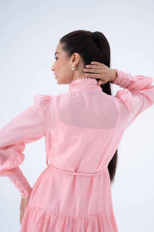 Mock Neck Tiered Dress