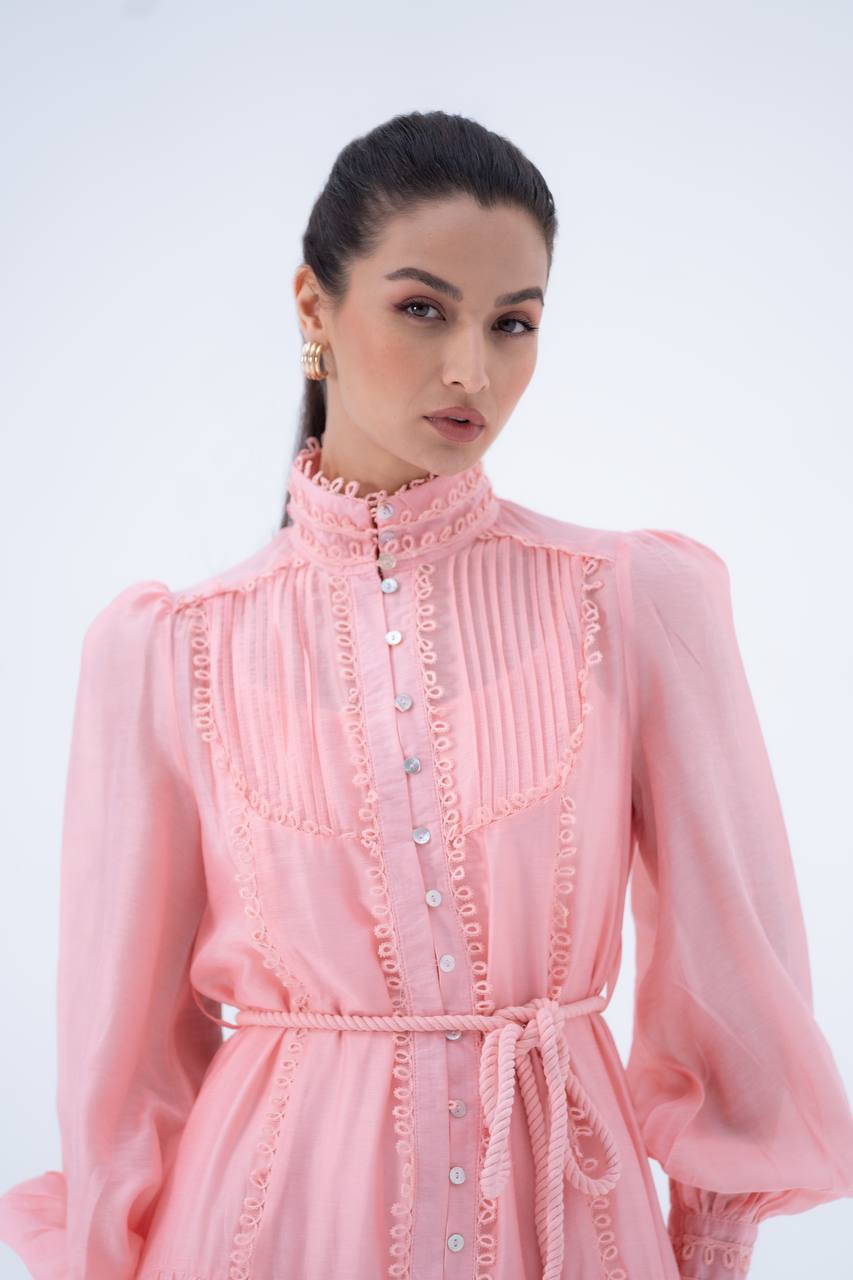Mock Neck Tiered Dress