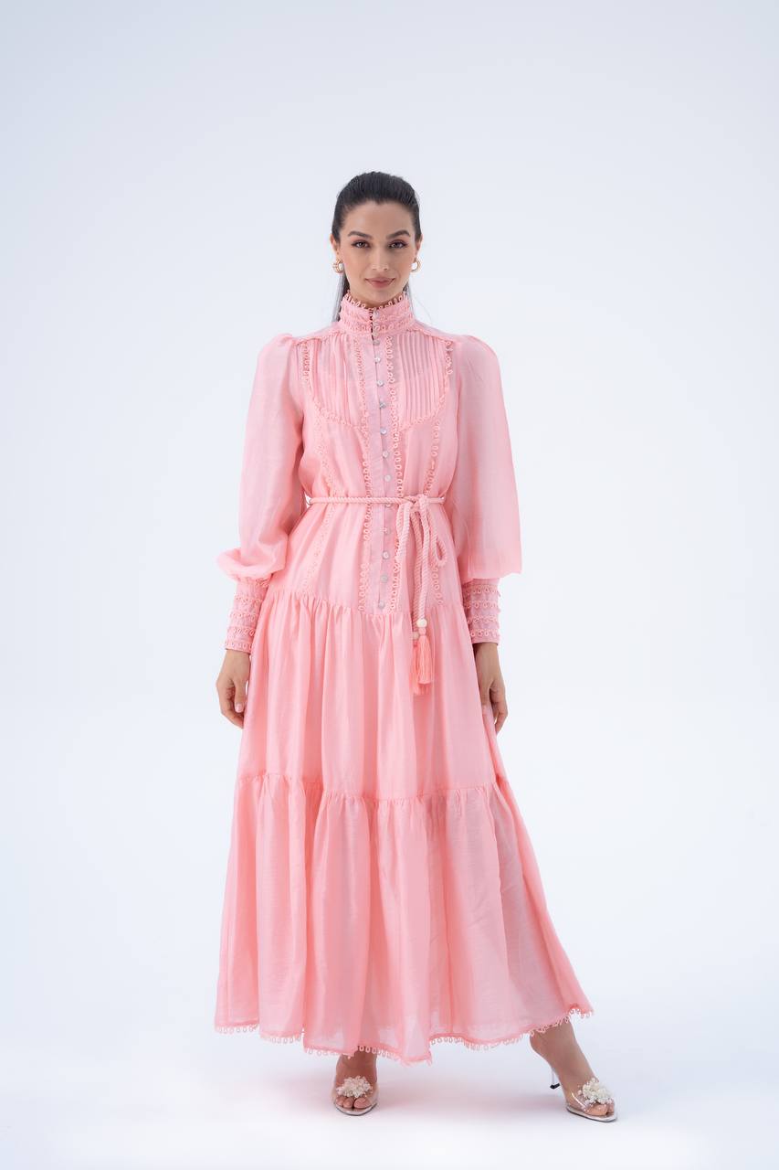 Mock Neck Tiered Dress