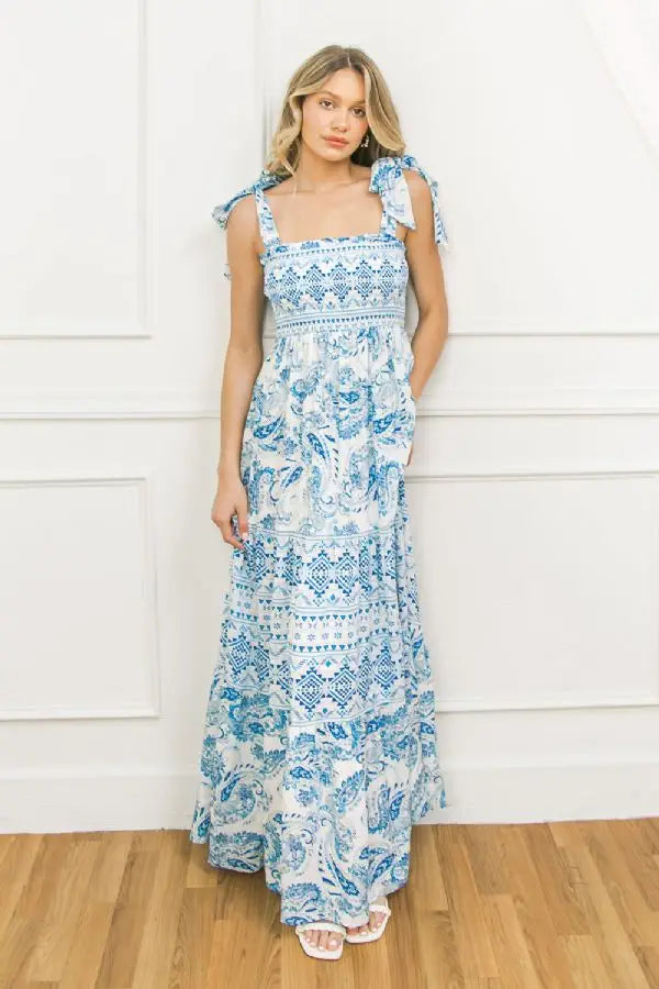 A Printed Woven Maxi Dress