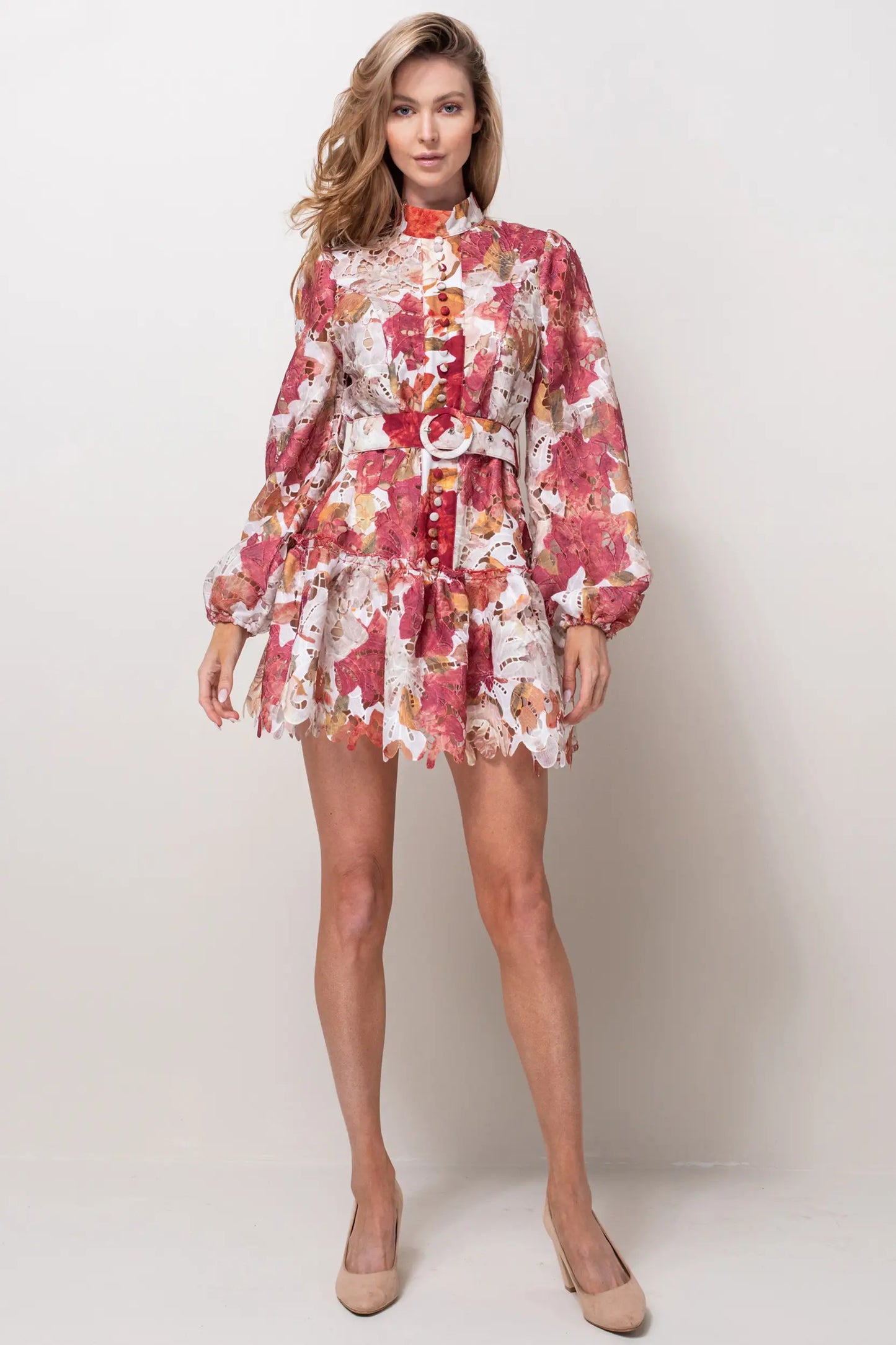 Button Down Belted Mini Dress