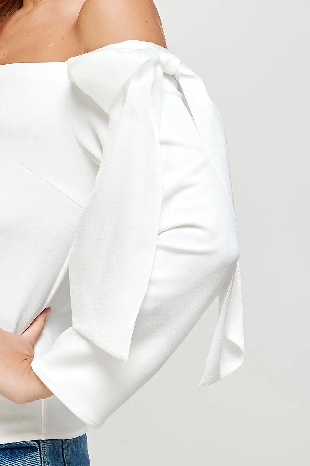 Off Shoulder Bow Tie Detailed Top