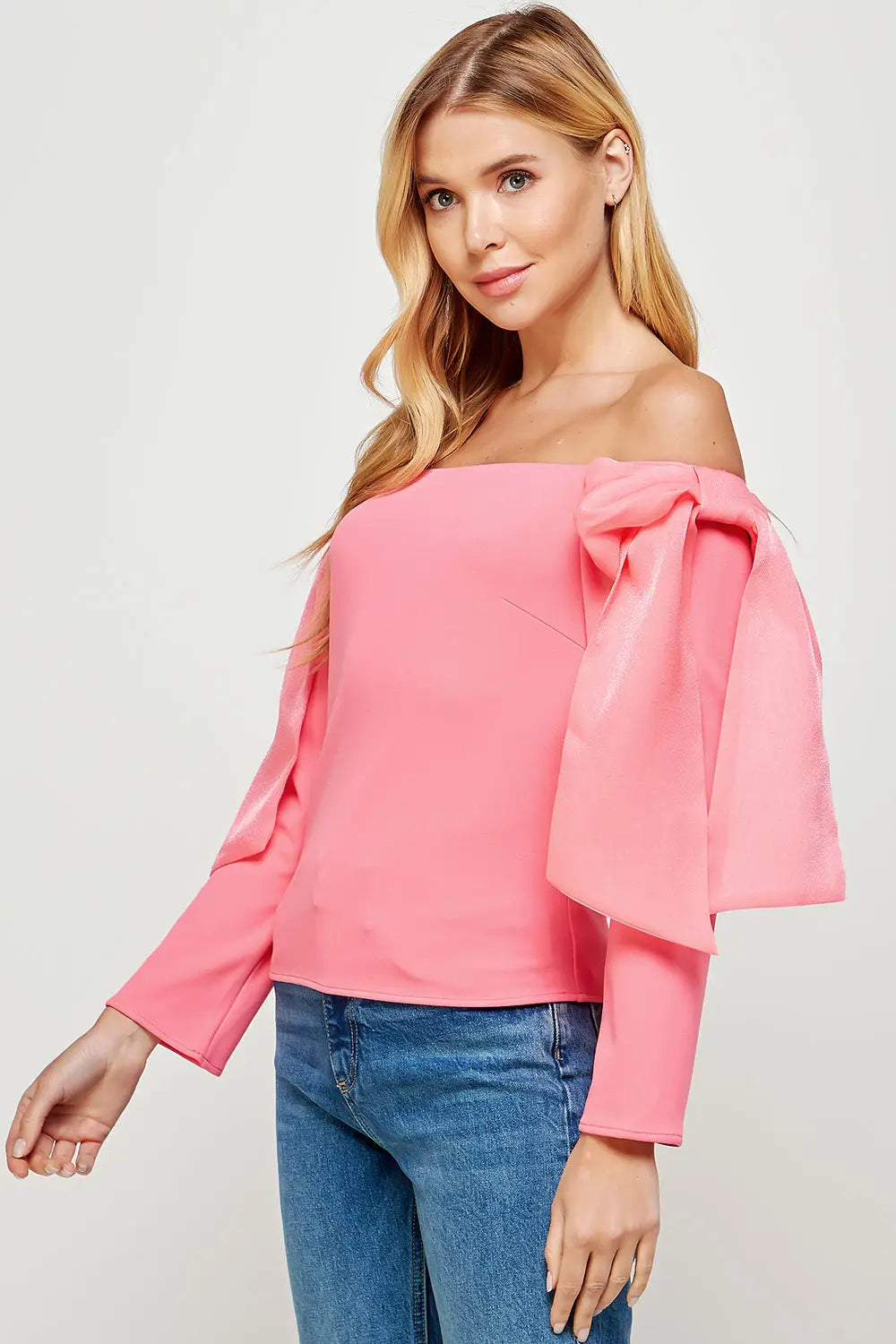 Off Shoulder Bow Tie Detailed Top
