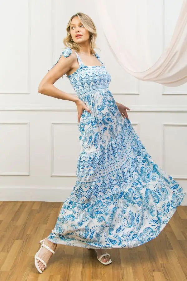 A Printed Woven Maxi Dress