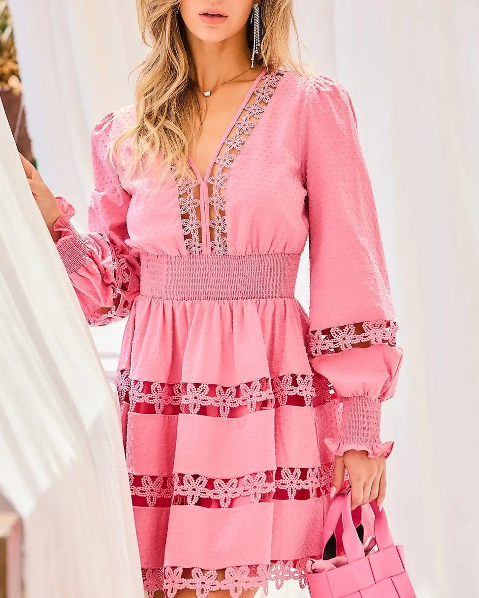 Floral Lace Trim Dress