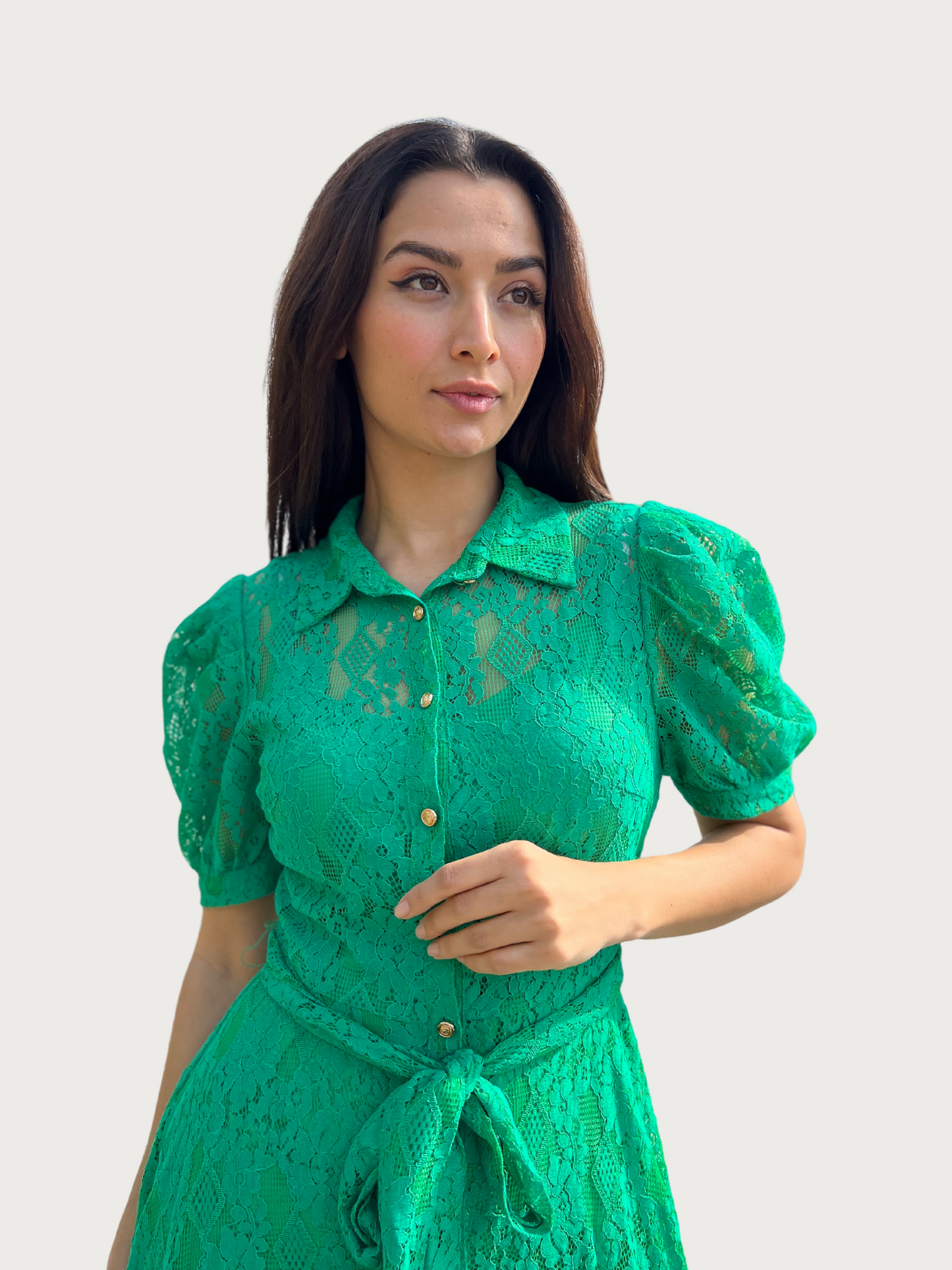 Green Lace Midi Dress