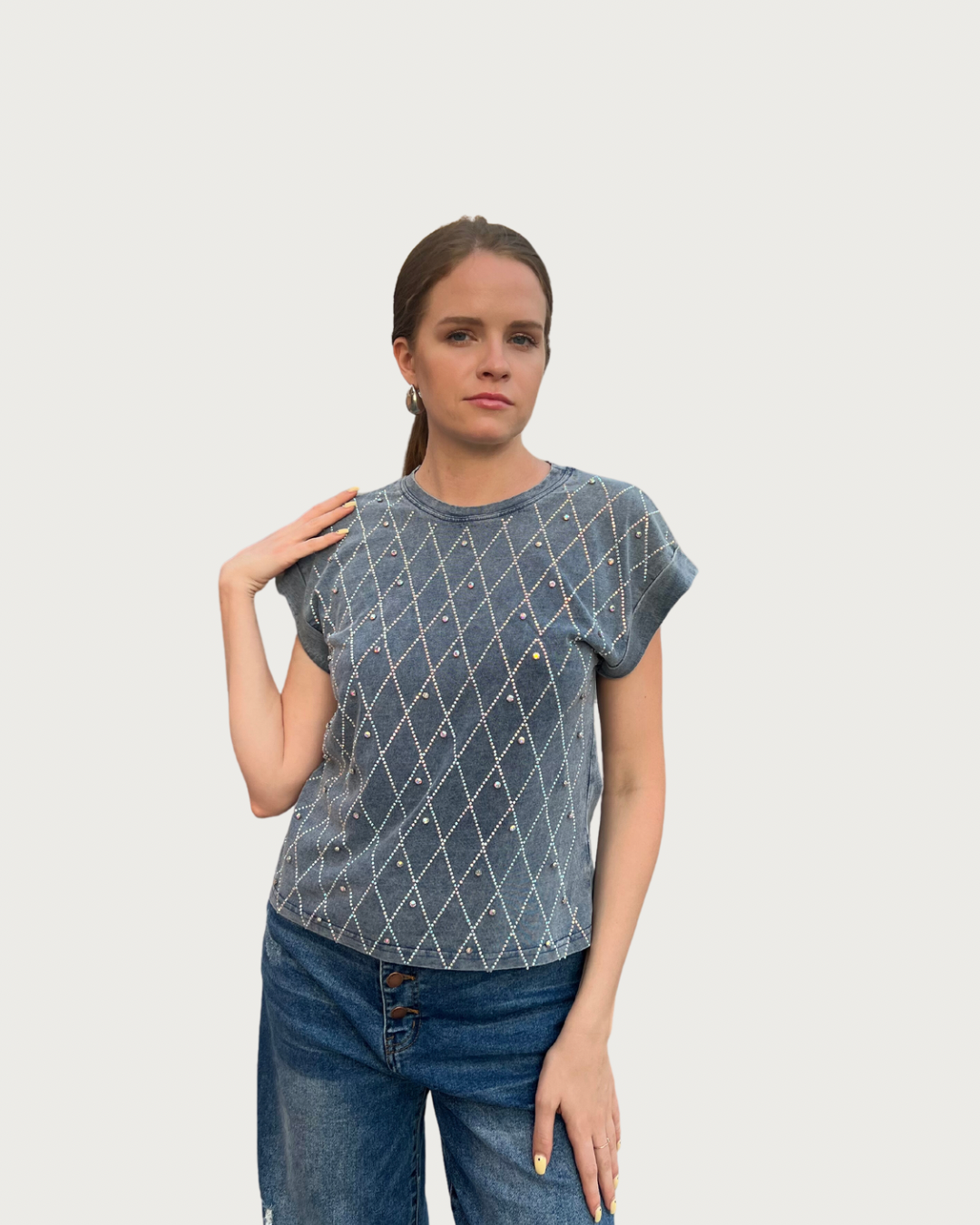Rhinestone Denim Shirt