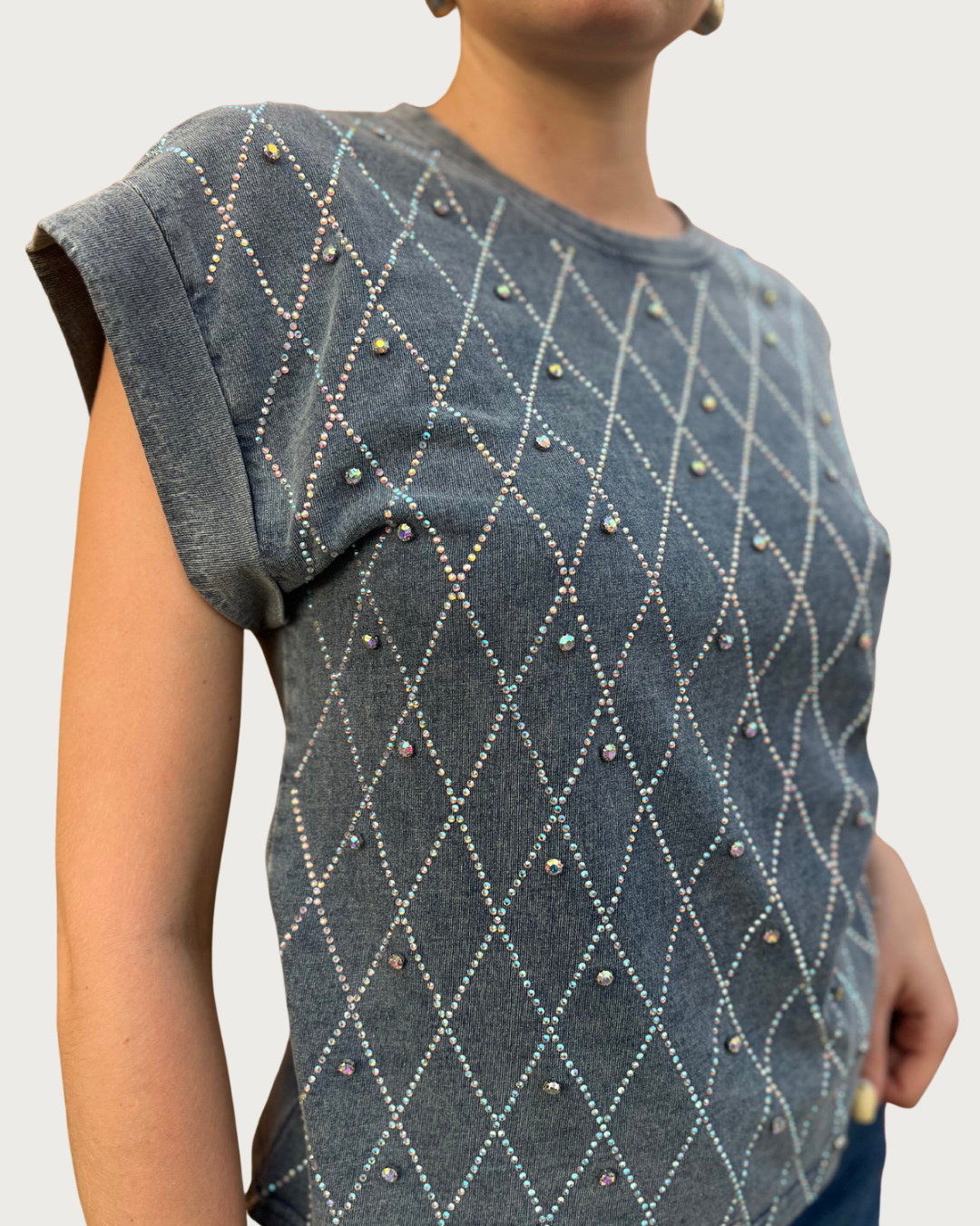 Rhinestone Denim Shirt