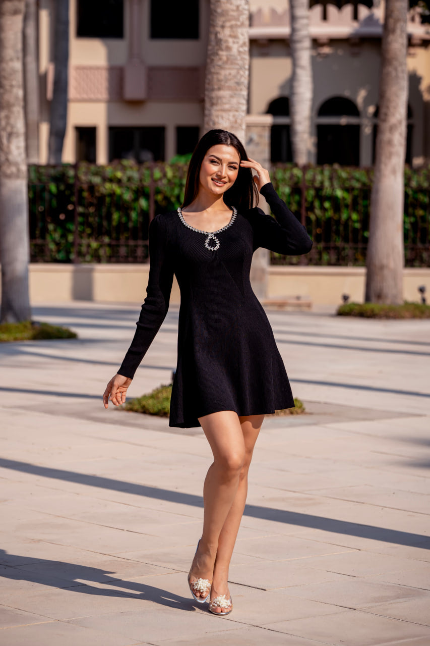 Rhinestone knitted dress