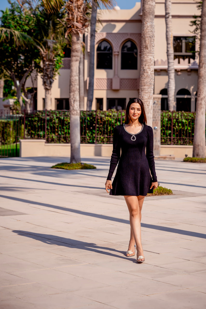 Rhinestone knitted dress