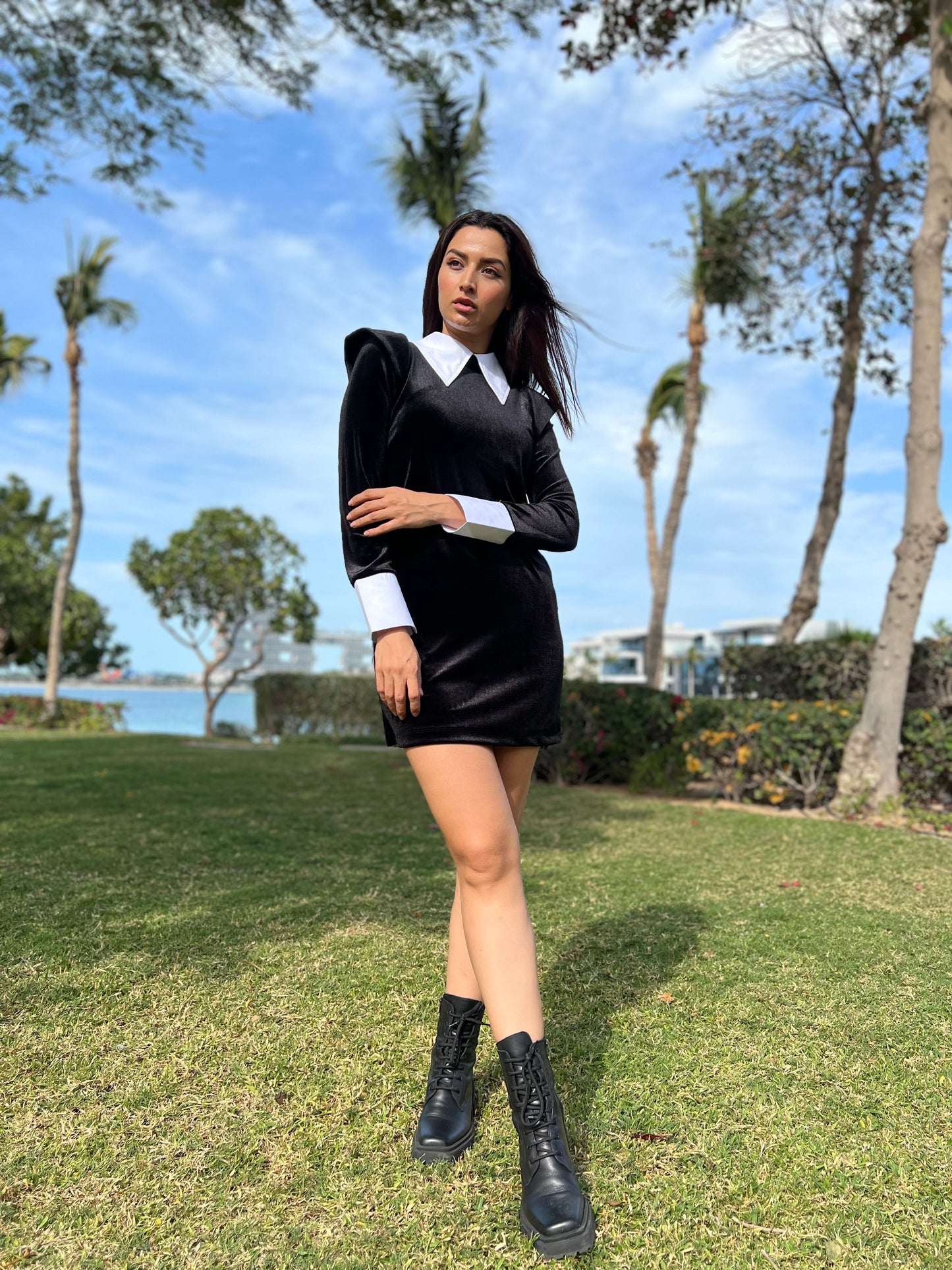 White Collar Mini Dress