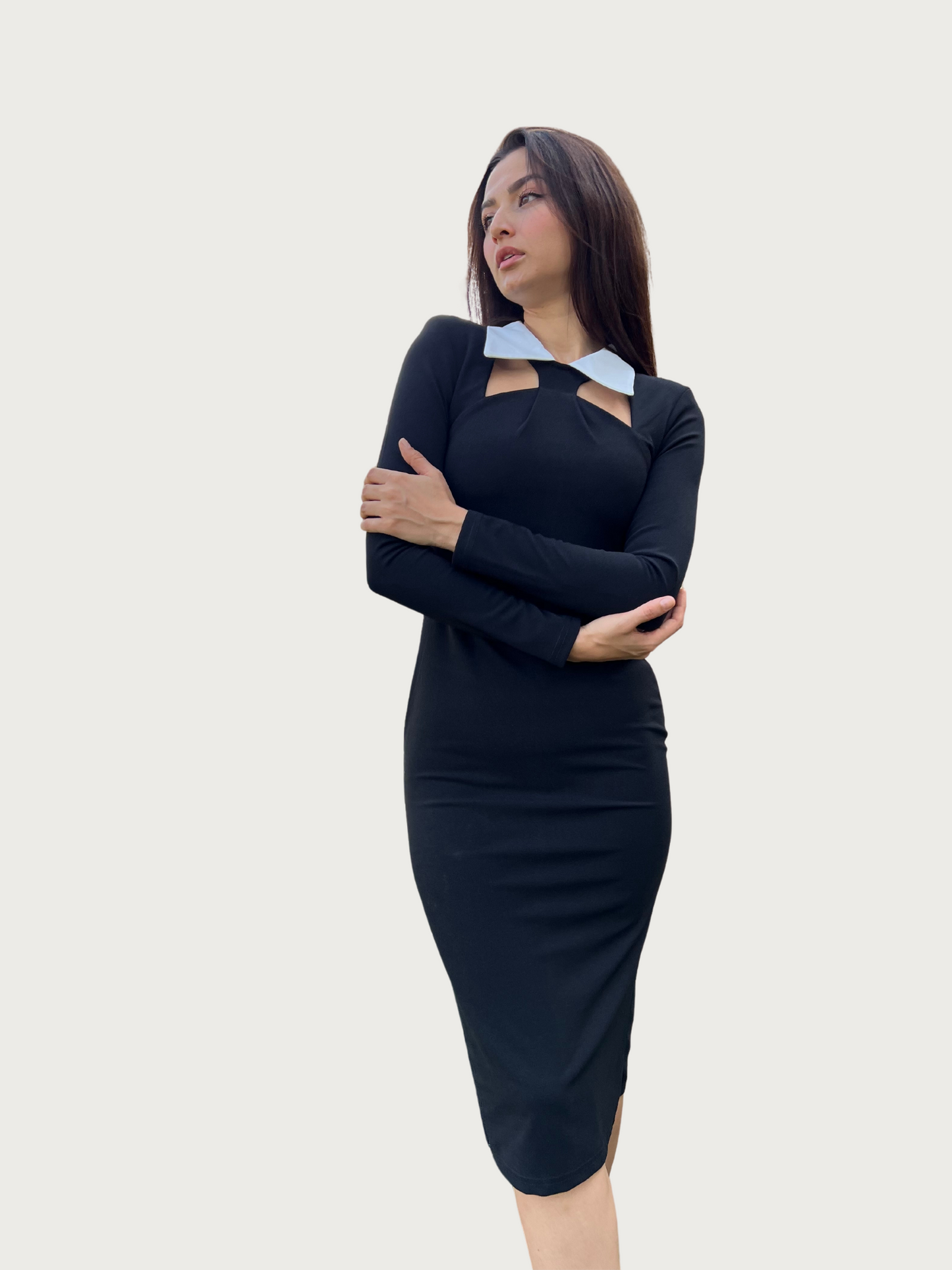 Shirt Collar Midi Dress