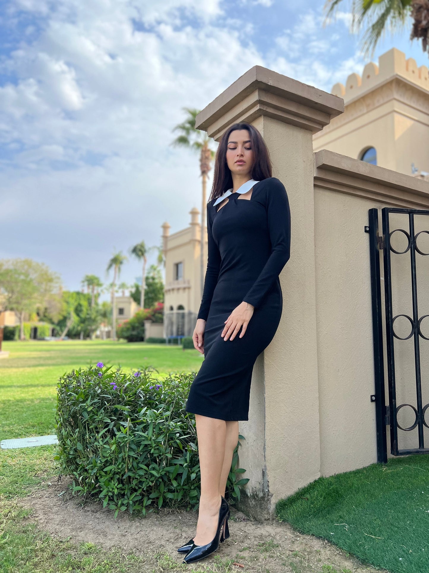 Shirt Collar Midi Dress