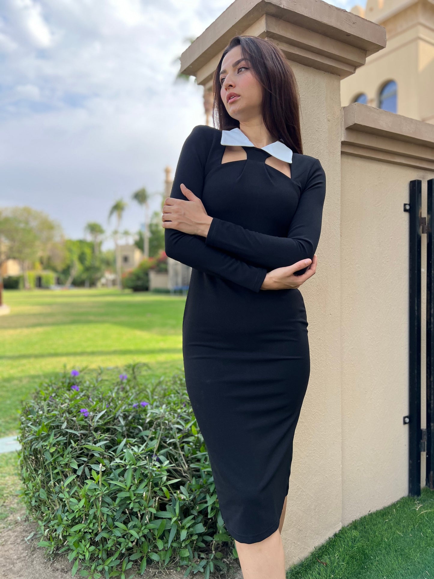 Shirt Collar Midi Dress