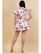 Abstract Ruffled Mini Dress