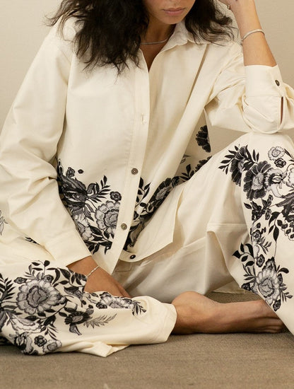 Border Flower Shirts And Pants Set