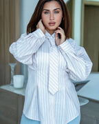 Striped Oversized Shirt with Matching Tie