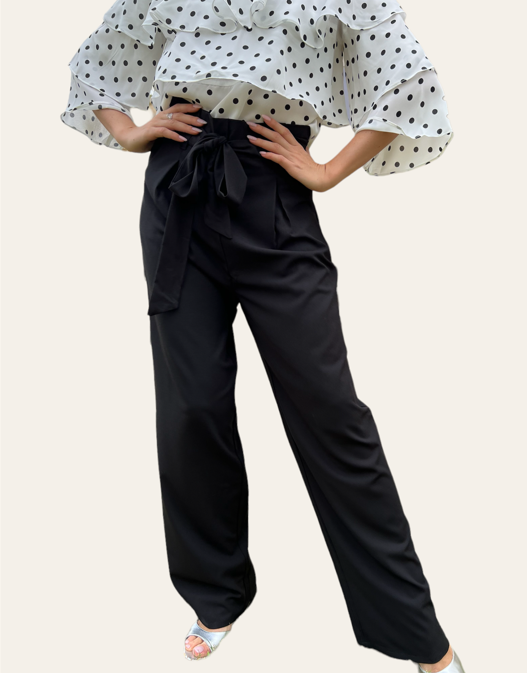Belted Paper Bag Waist Pants