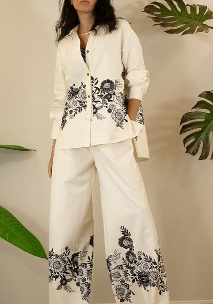 Border Flower Shirts And Pants Set