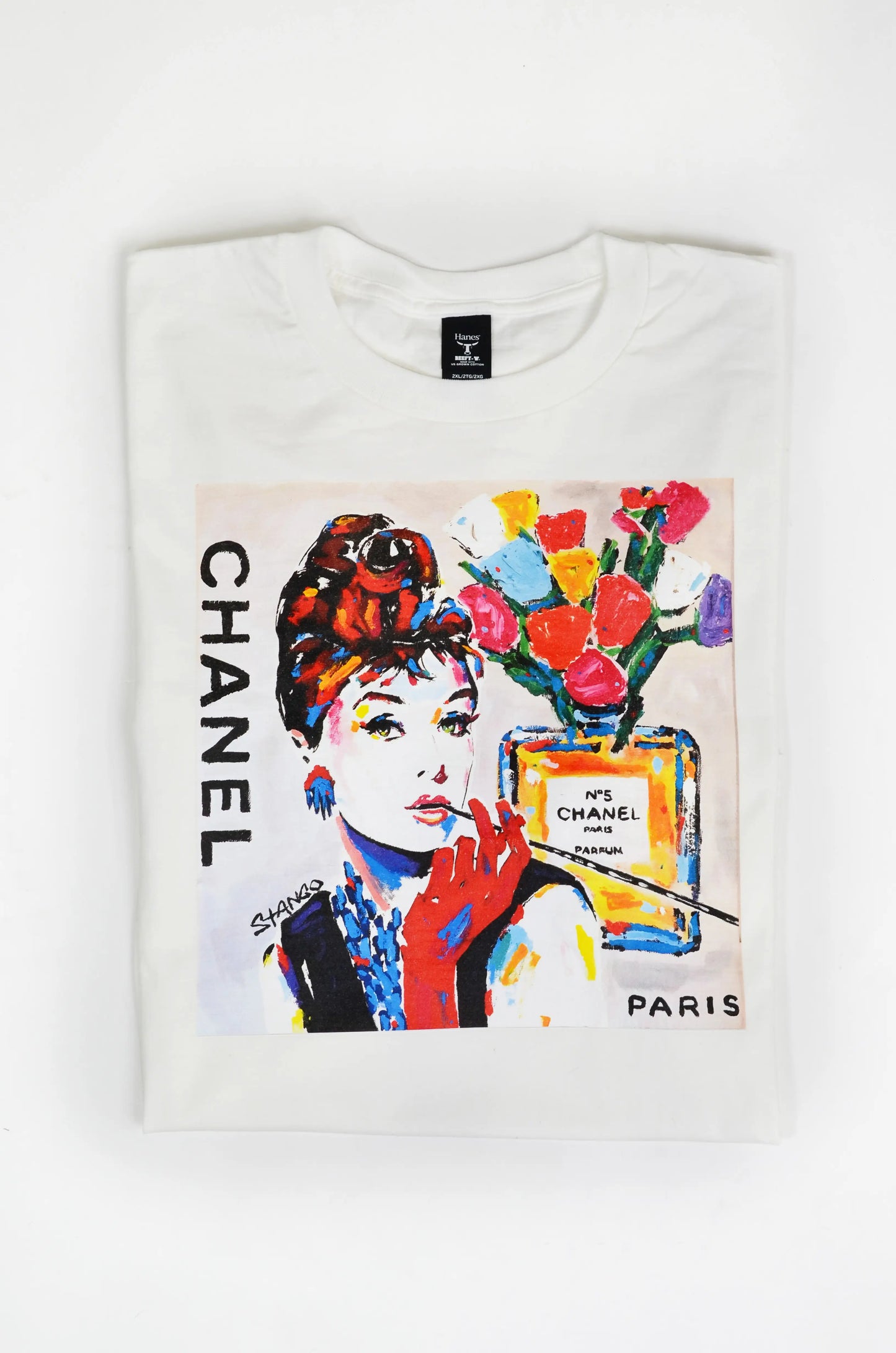 Floral Perfume Bottle Fashion Graphic Top