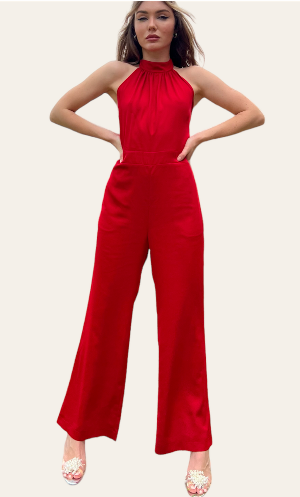 Red Halter Romper