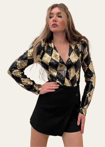 Sequins Print Fashion Bodysuit