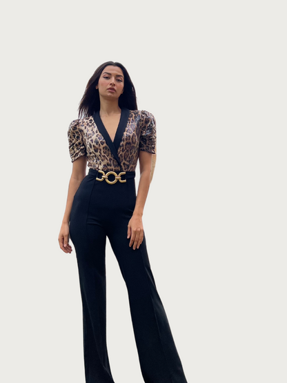 Sequin Leopard Jumpsuit