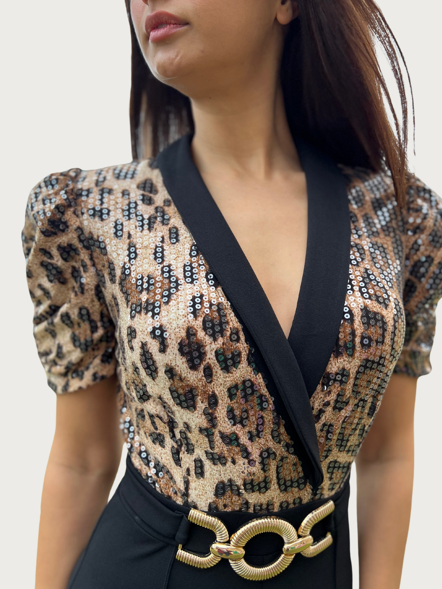 Sequin Leopard Jumpsuit