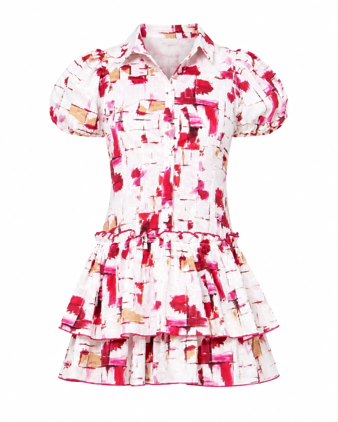 Abstract Ruffled Mini Dress