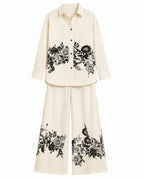 Border Flower Shirts And Pants Set