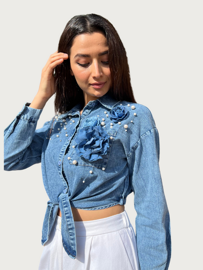 Rhinestone Denim Shirt